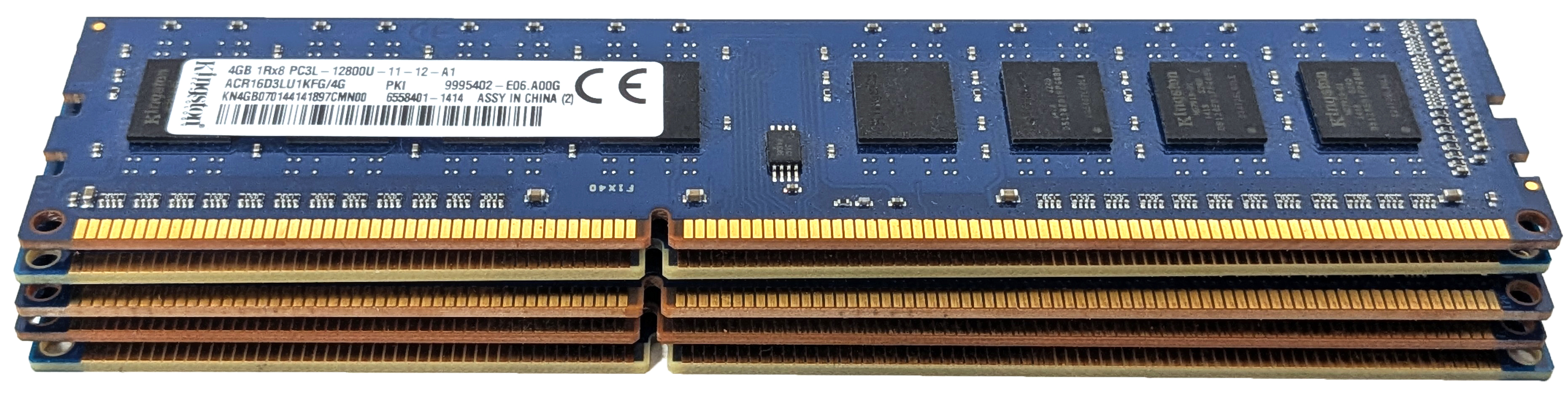 Lot of 5 Kingston 4GB DDR3L PC3L-12800U Desktop RAM - Group Photo